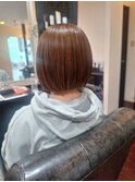 アプリコットオレンジ暖色カラー×パツっとボブ8.27