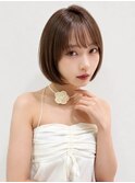 小顔丸みボブ×透明感ミルクブラウン