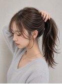 ミディアムヘア暗めカラーデザインカラーフェイスフレーミング