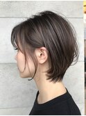 小顔ショートボブ×ハイライト