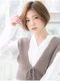 小顔前下がりボブ外国人風キャラメルベージュh越谷20代30代40代