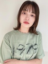 ブラントサイドステップカット×外はねミディ×オリーブベージュ