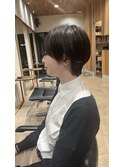 すっきり収まるマッシュショート×暗髪アッシュブラウン