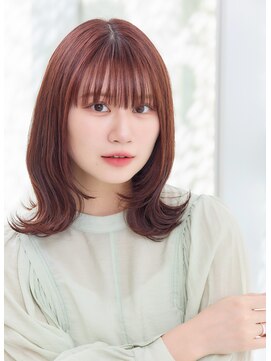 ミチオ ノザワ ヘアサロン ギンザ(Michio Nozawa HAIR SALON Ginza) ミディアムくびれボブ/フェイスレイヤー/ピンク/レッド