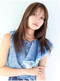 大人可愛いワンカールセミディ/透明感オリーブ/艶カラー