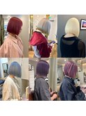 20代30代40代ダブルカラー透明感毛先パーマ肩ライン外ハネボブ