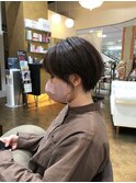 大人可愛い20代30代40代50代黒髪前下がりショートボブ/鹿児島