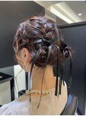 【お呼ばれスタイル】お団子ツイン