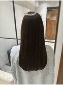 小顔ストレートロングストレートパーマオリーブベージュ韓国ボブ
