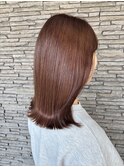 外ハネぱっつんミディアムボブナチュラルカラー岡山南中央町