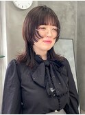 クラゲヘアミディアムレイヤーウルフヘア姫カットパッツン