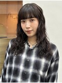 ナチュラルスパイラル×ぱっつんバング