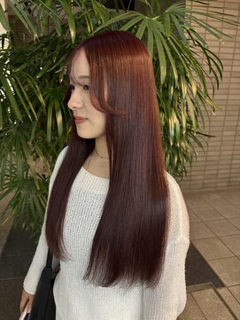 ガーランド(Girland) 【girland】縮毛矯正 レッドカラー 韓国風/レイヤーカット