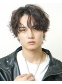 センターパート/波巻きシャドウパーマ