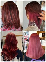 レッド［富山/ブリーチ/ダブルカラー/ブリーチなしカラー/アンブレラカラー/インナーカラー/レイヤー］