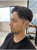 メンズセンターパート/ニュアンスパーマ・毛流れパーマ