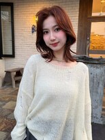 ラパンセ ブルー(LA PENSEE BLEU) ブリーチなしポピーオレンジ ミディアム くびれレイヤーボブ