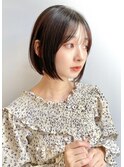 30代40代50代◎ウルフレイヤーカット黒髪前下がりショートボブ