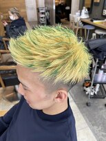 オーブ ヘアー ニーナ 麻生店(AUBE HAIR nina) メンズ派手髪ジェットモヒカン刈り上げスキンフェードハイトーン