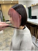 小顔ナチュラルボブインナーベビーピンク