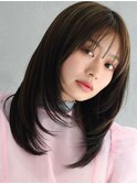 大人可愛い小顔ウルフインナーカラーグレージュ立体感ひし形
