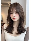  バタフライカットハッシュカットマレットヘアチェリーレッド