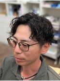 色気のある波巻きミックスパーマ