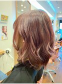 ロングヘアー レッドバイオレット×シルバー