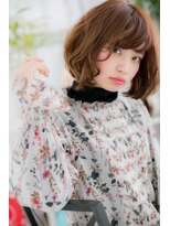 ミック ヘアアンドメイク アップ 駒込店(miq Hair&Make up) ピンクブラウン×エアリーボブレイヤーで大人ガーリー♪c1