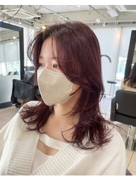 アクアオモテサンドウ(ACQUA omotesando) ＊韓国風くびれミディアムレイヤーブリーチなしピンクブラウン