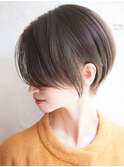 大人ショートボブ丸みショートカットマッシュショート前髪あり
