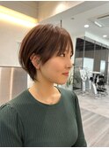 小顔カットミルクティーベージュ韓国風クールショート
