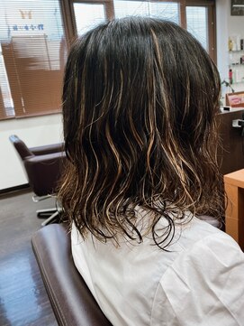 ファイン 美容室 深川店(FINE) 大人かわいいバレイヤージュブリーチハイライトショコラアッシュ
