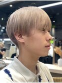 メンズブリーチカラーシースルーマッシュ韓国風センターパート