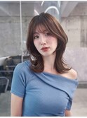 メルティカラー似合わせカットフェミニンロング韓国レイヤー