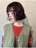 スパイラルボブパーマ×ボルドーカラー　【鎌田　隆雅】