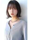 アシンメトリーハッシュボブマレットヘアバタフライカット艶髪