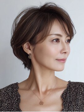 白髪ぼかし似合わせ大人ショート30代40代50代60代◎