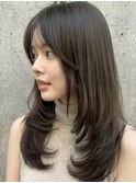 ロングウルフ/ハッシュカット/ダークアッシュ/レイヤーp北浦和