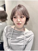 ミルクグレージュ/くびれレイヤーボブ/韓国巻き/顔周りカット