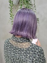 テトヘアー(teto hair) ラベンダー　紫カラー　ボブ　切りっぱなしボブ　ラベージュ
