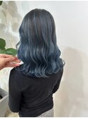 個性が出てて可愛い寒色バレイヤージュ_blue ash_