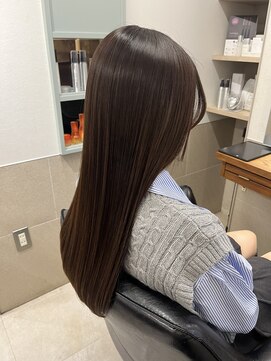 トゥーリ 薬院店(tuuli) 大人女性◆艶レイヤー前髪ピンクベージュ 髪質改善 縮毛矯正