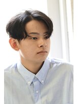 にもう ブルーブラック　フェザーショート　韓国メンズパーマ　3