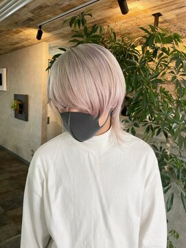 メンズウルフ/ホワイトカラー/ブリーチカラー/ダブルカラー