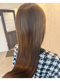 【髪質改善】艶ブラウンの美髪ストレート大人ガーリー