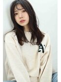 セミロング30代40代ストレートレイヤー前髪なし前髪あり