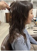 ロングパーマ ショートバング ラフウェーブ スタイリング簡単