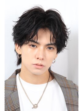 ネイビー(NAVY) フェザーパーマ 流れの先にある毛束感 マッシュウルフ