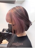★インナーカラー/ペールピンク/ボブ/ハイトーンカラー【JUNYA】